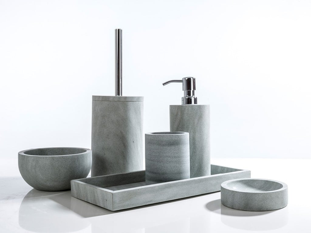 Bad-Accessoires-Set aus grauem Stein Green stone Cipi'