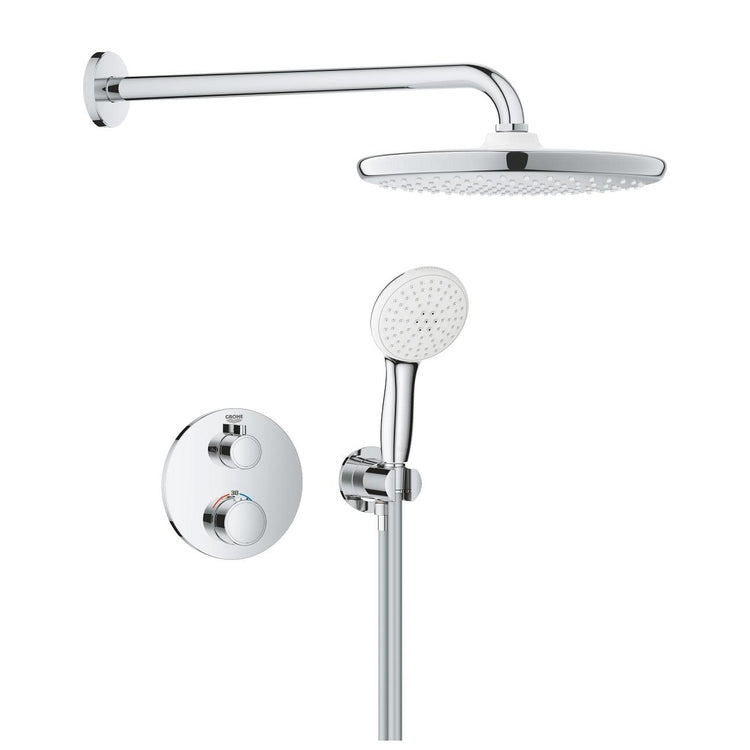 Grohe Duschset mit Einbau-Thermostat-Duschmischer 2-Wege Square mit Tempesta 250 Duschkopf, Chromoberfläche GROHTHERM 1039960000