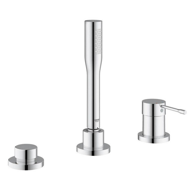 Grohe Einhand-Wannenmischer, 3-Loch, mit Umsteller, Duschgriff und 200 cm Schlauch, Chromoberfläche ESSENCE 19976001