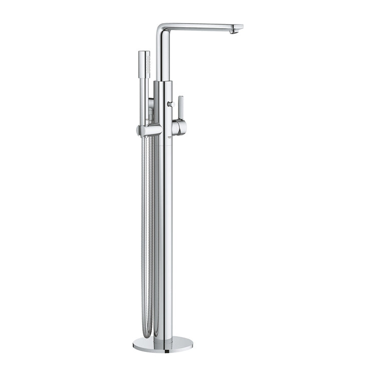 Grohe Einhand-Wannen- oder Duscharmatur, bodenstehend, mit automatischem Umsteller, Wandhalterung, Duschbrausegriff und 125 cm Schlauch, ohne Einbaukörper, Chromoberfläche LINEARE 23792001