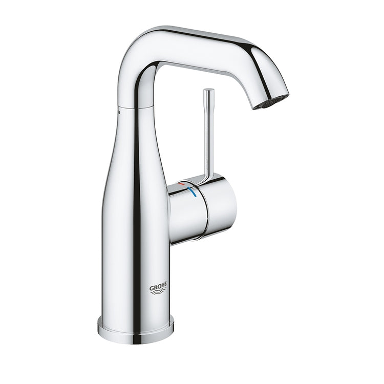 Grohe Einhebelmischer H. 19 cm, für Waschbecken, ohne Ablauf, mit Klick-Klack-Ablaufventil, Chromoberfläche ESSENCE 24181001