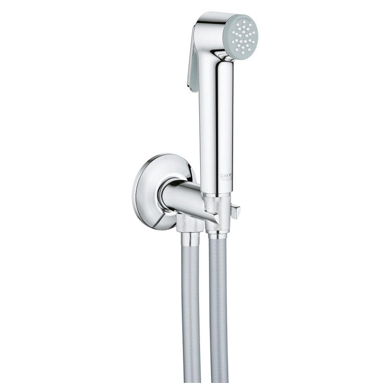 Grohe Bidetbrause 30 mit Auslaufanschluss, Wandhalterung und Silverflex Long-Life 100 cm Schlauch, Chromoberfläche TEMPESTA-F 26358000