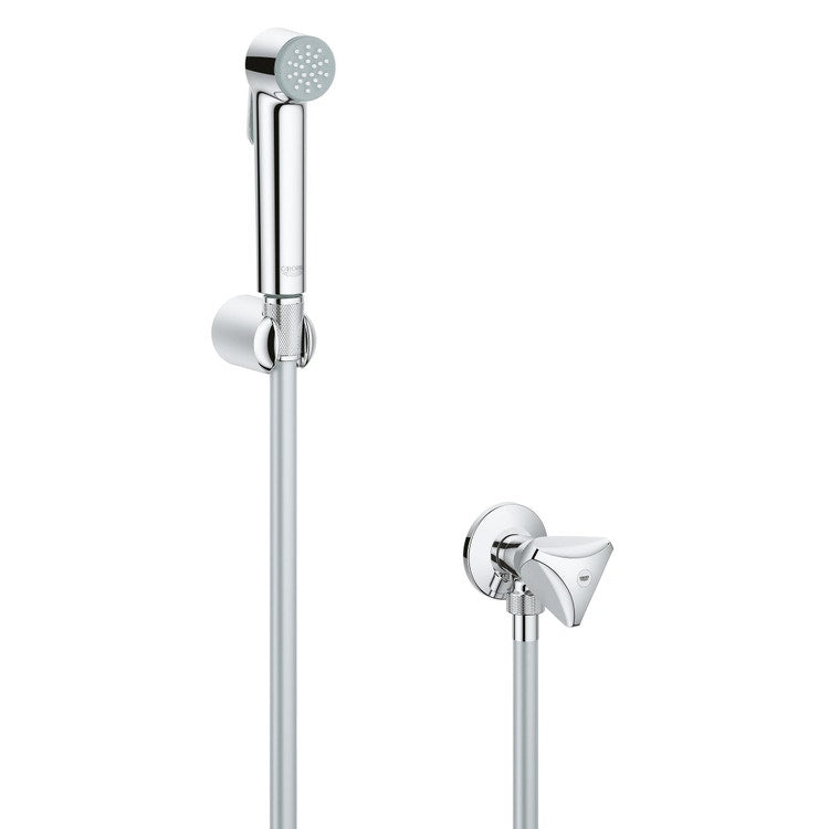 Grohe Bidet-Spray 30 mit Duschkopfhalter, Silverflex Long-Life Schlauch 125 cm und Eckventil, verchromt TEMPESTA-F 27514001
