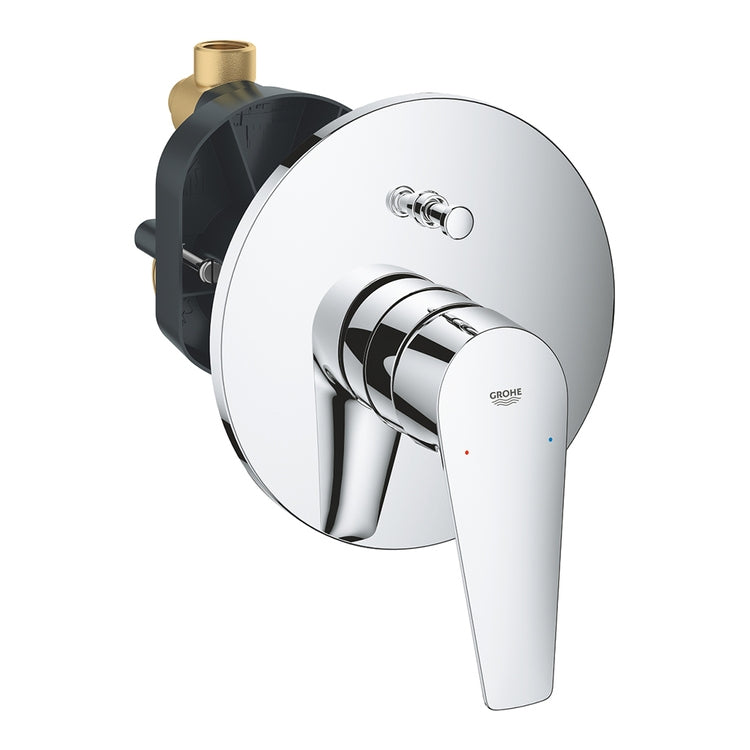 Grohe Einhandmischer für Einbau in Badewanne oder Dusche, mit Einbaukörper und Umschalter, Chromoberfläche BAUEDGE 29079001