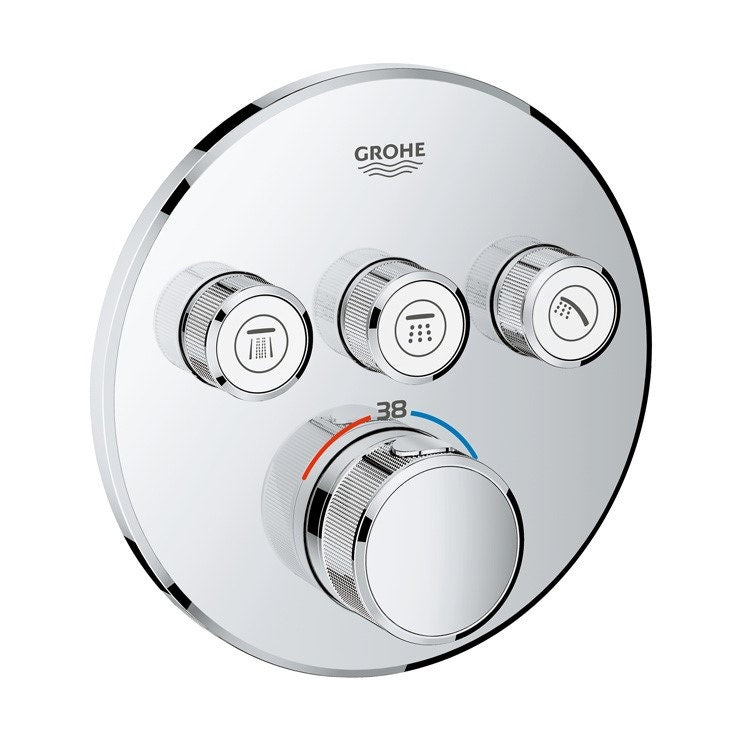 Grohe Dreiwege-Thermostatmischer, Durchmesser 15,8 cm, Chromoberfläche GROHTHERM SMARTCONTROL 29121000