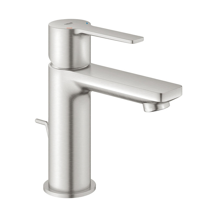 Grohe Einhandmischer H. 16 cm für Waschbecken, mit Ablauf, Super Steel Satin Oberfläche LINEARE 32109DC1