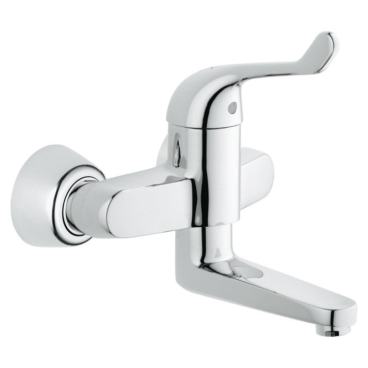 Grohe Einhandmischer T. 18 cm, mit horizontaler Bewegung, wandmontiert, schwenkbarer Auslauf, mit Durchflussbegrenzer, Chromoberfläche EUROECO SPECIAL 32792000