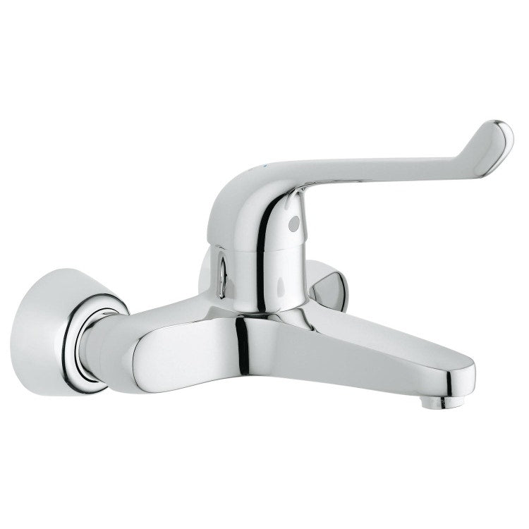 Grohe Einhandmischer T. 20 cm, mit horizontaler Bewegung, wandmontiert, ausgestattet mit einstellbarem Durchflussbegrenzer, Chromoberfläche EUROECO SPECIAL 32795000