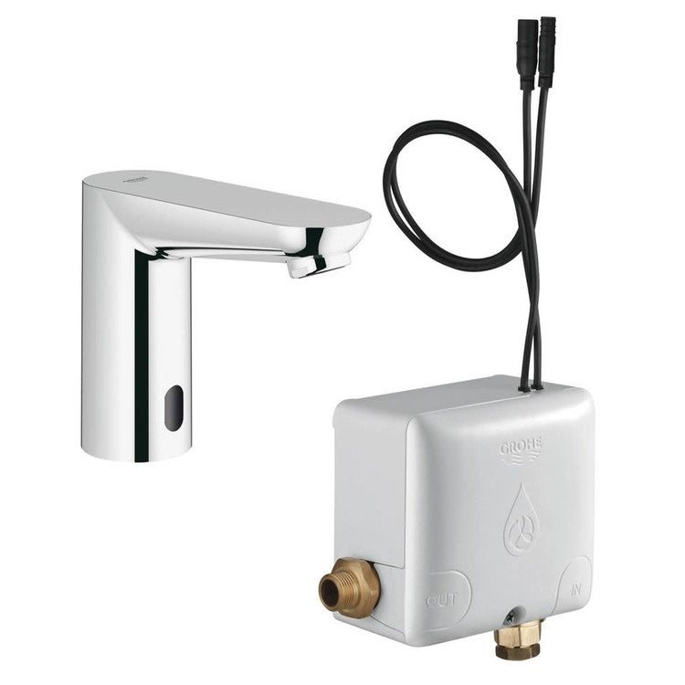 Grohe Elektronischer Waschbeckenwasserhahn, mit Infrarot-Bedienung, bidirektionalem IR-Sensor zur Steuerung der Parameter, Chromoberfläche EUROECO COSMOPOLITAN E POWERBOX 36384000