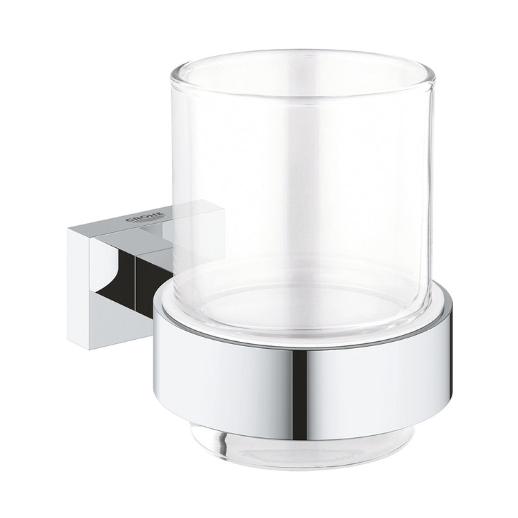 Grohe Glas mit Rücklaufverschraubung, Chromoberfläche ESSENTIALS CUBE 40755001