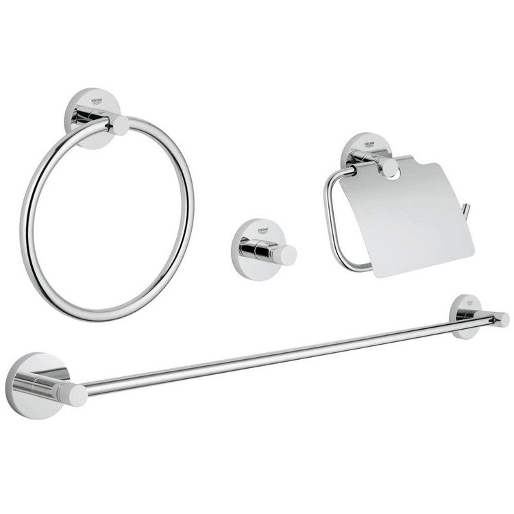 Grohe Essentials Set Badzubehör (4 in 1) für das Hauptbadezimmer, verchromt, versteckte Befestigung 40776001