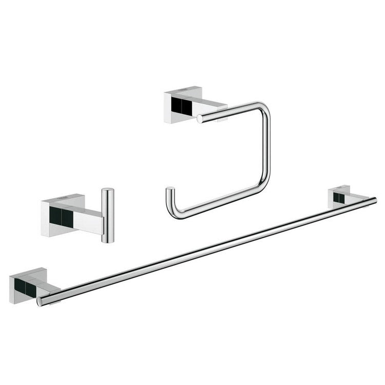 Grohe Essentials Cube Set Accessoires (3 in 1) für das Gäste-WC, Chromoberfläche, verdeckte Befestigung 40777001