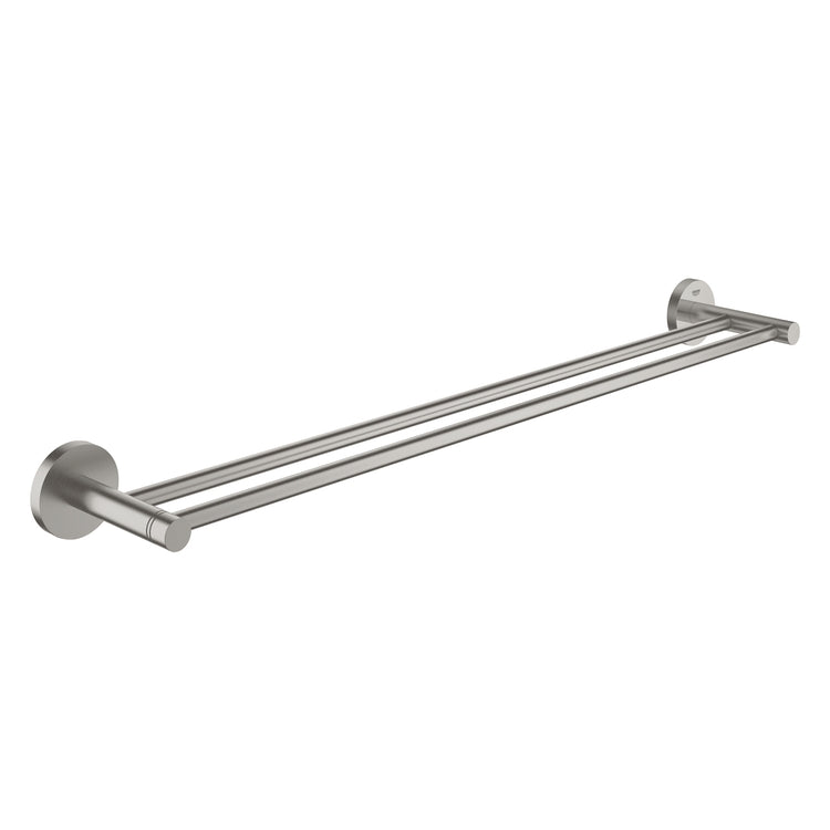 Grohe Doppel-Handtuchhalter L. 60 cm, mattierte Super Steel Oberfläche ESSENTIALS 40802DC1