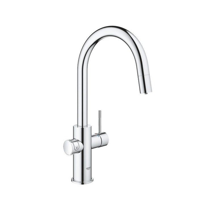 Grohe Einhandmischer C-Auslauf mit ausziehbarer Brause für Spüle, Chromoberfläche BLUE 409796045