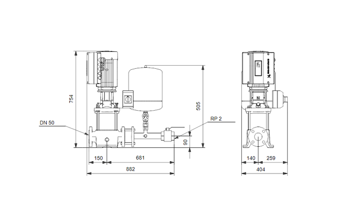 GRUNDFOS Druckerhöhungsanlage Hydro Solo-E CRE 15-2 Art. 99150625