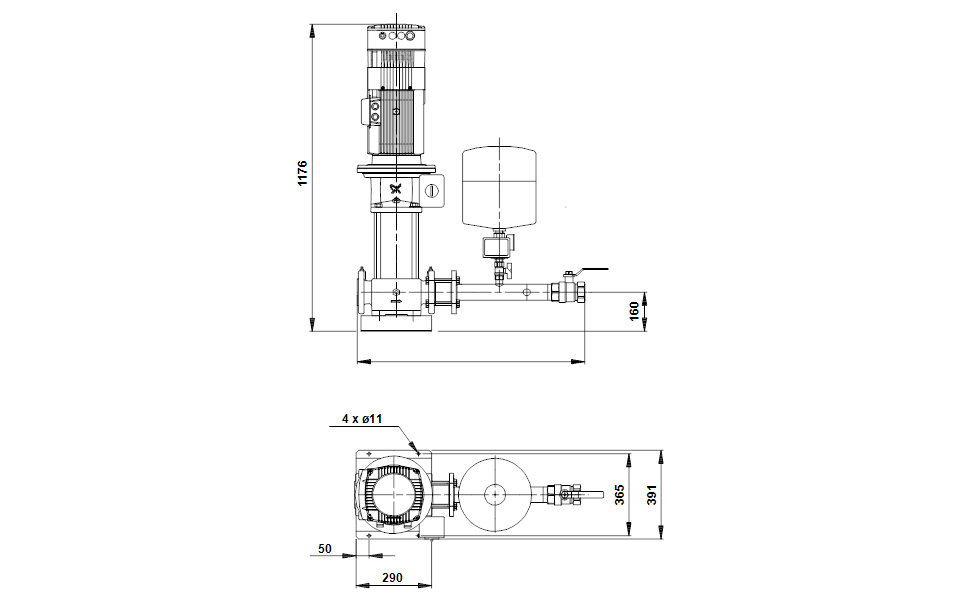 GRUNDFOS Druckerhöhungsanlage Hydromono 1 CRE32-4 3x380-480V Art. 91041954