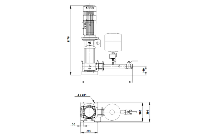 GRUNDFOS Druckerhöhungsanlage Hydromono 1 CRE32-4 3x380-480V Art. 91041954