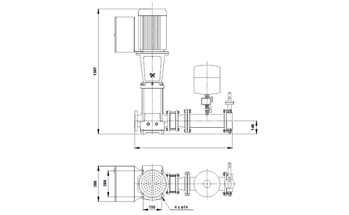 GRUNDFOS Druckerhöhungsanlage Hydromono 1 CRN90-2-2 400V Art. 96050902