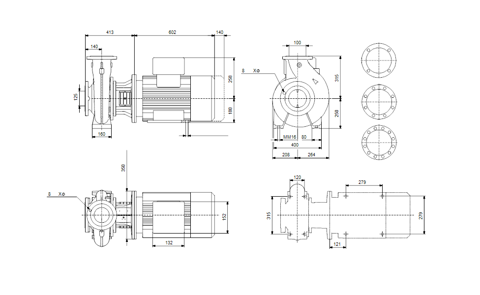 GRUNDFOS Einstufige Blockpumpe NB 100-315/312 Art. 96535257