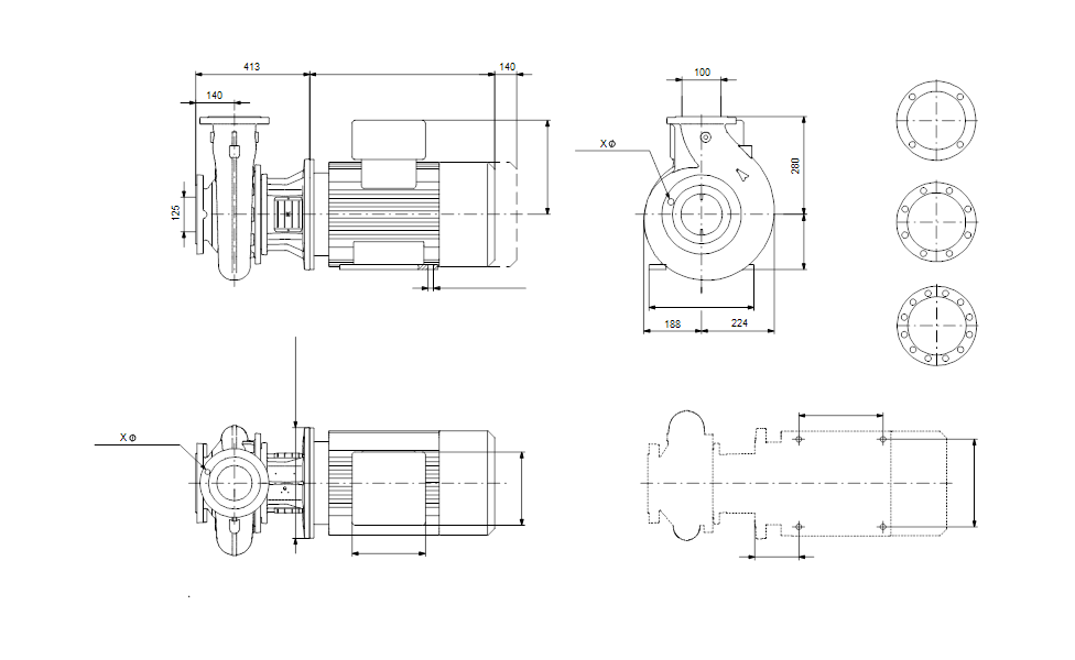 GRUNDFOS Einstufige Blockpumpe NBE 100-250/245 Art. 96539213