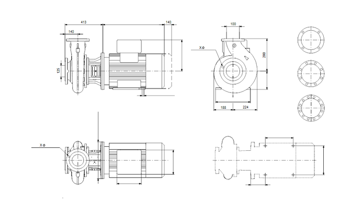GRUNDFOS Einstufige Blockpumpe NBE 100-250/245 Art. 96539213