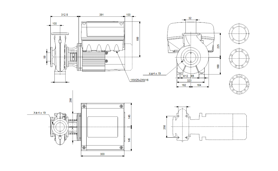 GRUNDFOS Einstufige Blockpumpe NBE 32-250/199 Art. 95108619
