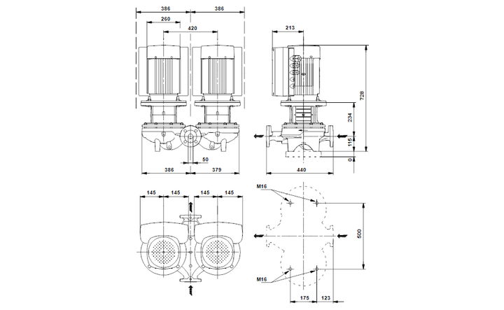 GRUNDFOS Einstufige Inlinepumpe TPED 50-440/2 A-F-A-GQQE Art. 96096488