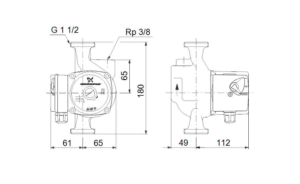 GRUNDFOS Nassläufer-Umwälzpumpe UPS 25-40 A 180 Art. 96281387