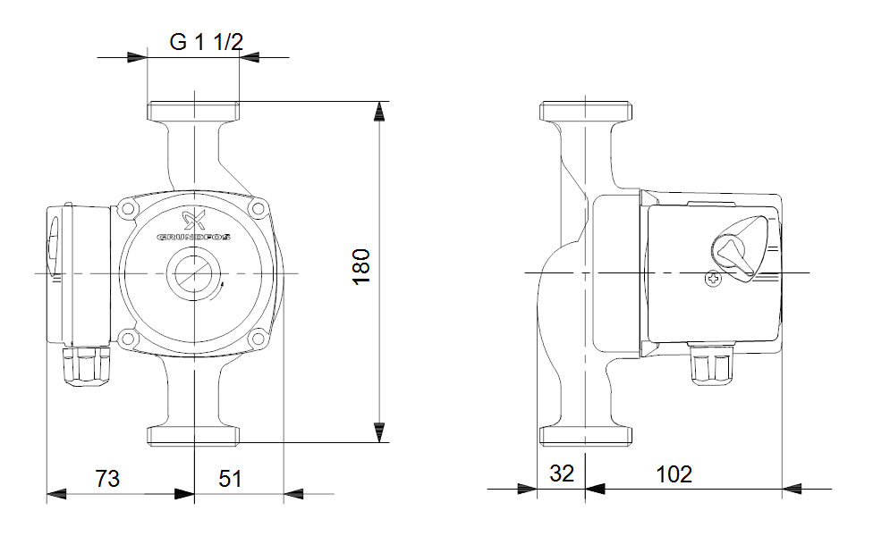 GRUNDFOS Nassläufer-Umwälzpumpe UPS 25-60 180 Art. 59546800
