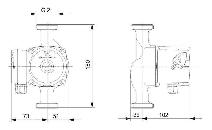 GRUNDFOS Nassläufer-Umwälzpumpe UPS 32-50 180 Art. 59585800