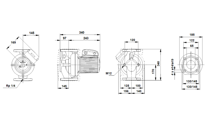 GRUNDFOS Nassläufer-Umwälzpumpe UPS 65-30 F 340 Art. 96402181