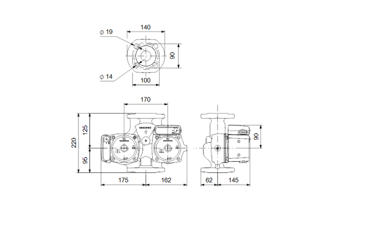 GRUNDFOS Nassläufer-Umwälzpumpe UPSD 32-100 F 220 Art. 95906484