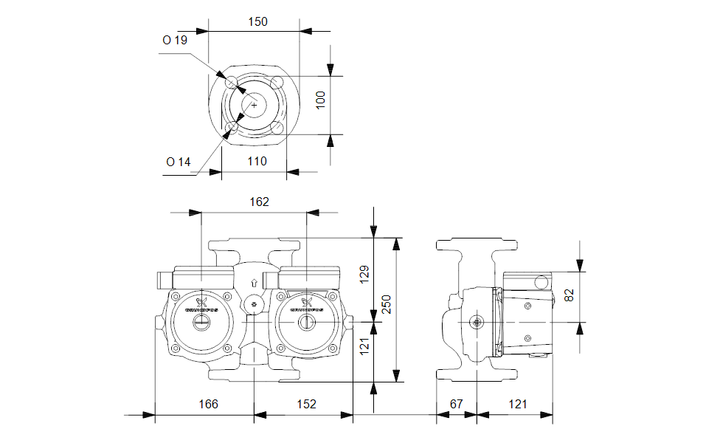 GRUNDFOS Nassläufer-Umwälzpumpe UPSD 40-80 F 250 Art. 95906465