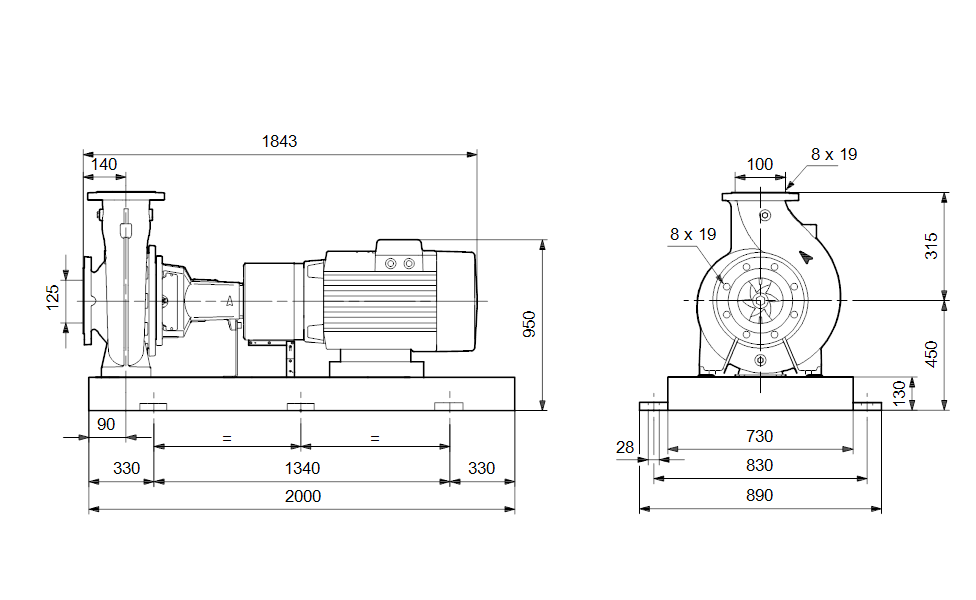 GRUNDFOS Normpumpe NK 100-315/269 Art. 95107090