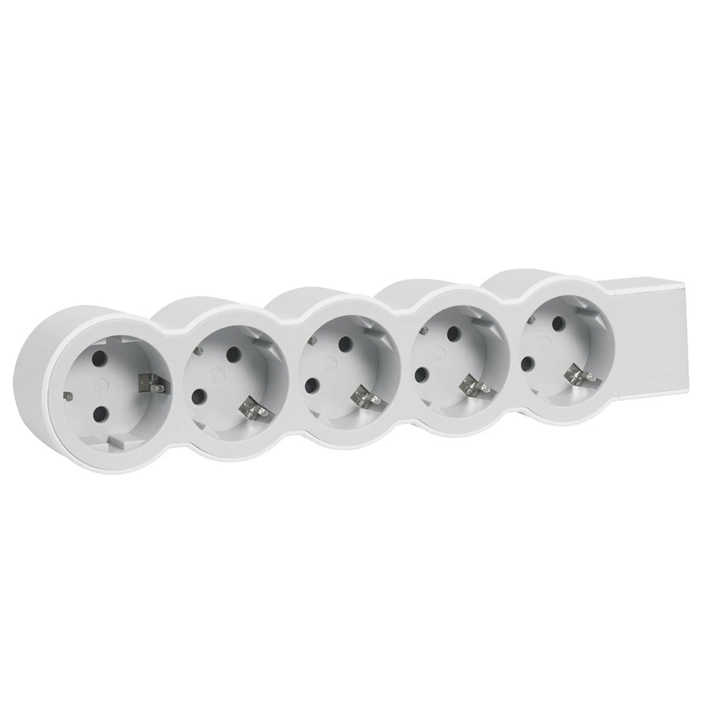 Legrand Mehrfachsteckdose 5-fach, ohne Kabel, weiß/grau