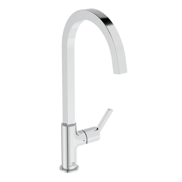 Ideal Standard Einhebelmischer H. 42 cm für Spüle, mit hohem, eckigem Auslauf, Chromoberfläche GUSTO BD411AA