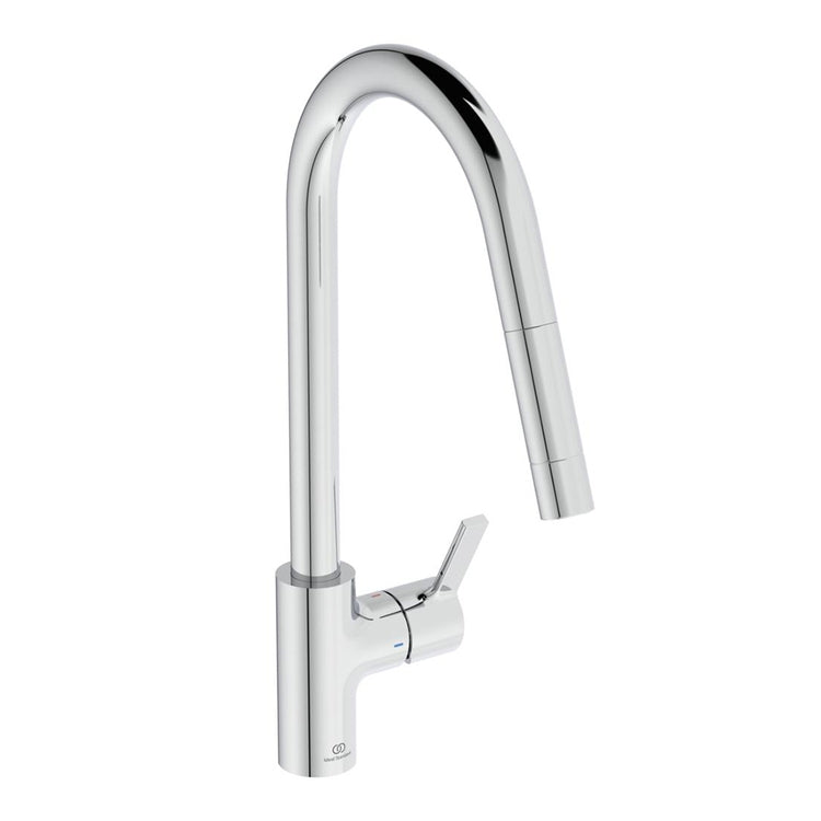 Ideal Standard Einhebelmischer H. 46 cm für Spüle, mit ausziehbarem Auslauf, Chromoberfläche GUSTO BD414AA