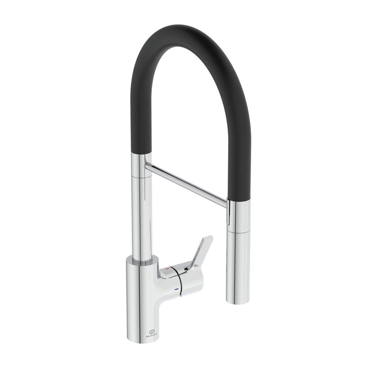 Ideal Standard Halbprofessioneller Mischarmatur H. 48 cm für Spüle, mit schwenkbarer und ausziehbarer Auslauf, Chromoberfläche GUSTO BD417AA