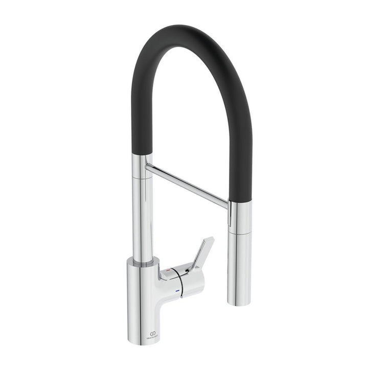 Ideal Standard Halbprofessioneller Mischarmatur H. 48 cm für Spüle, mit schwenkbarer und ausziehbarer Auslauf, Chromoberfläche GUSTO BD417AA