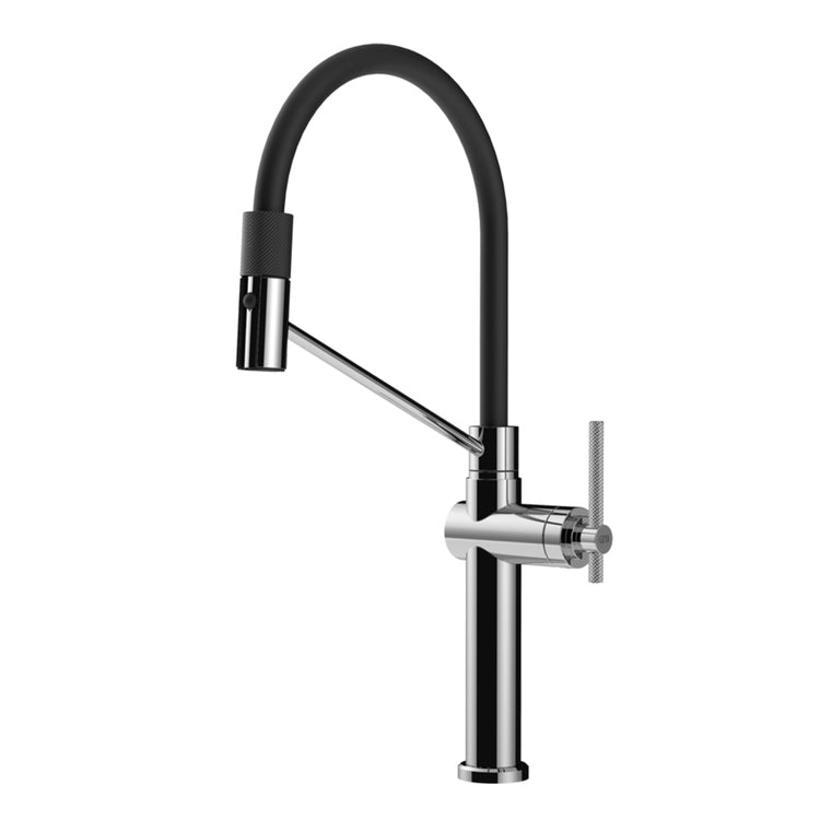 Gessi Einhebelmischer Semi Pro H. 50 cm für Spüle, Einhandbedienung, mit schwenkbarem Auslauf und ausziehbarer Brause mit Doppelstrahl, Chromoberfläche HABITO 60664#031