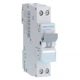 Hager MJN532A Leitungsschutzschalter 32 A 1P+N 4,5 kA C 1 Modul