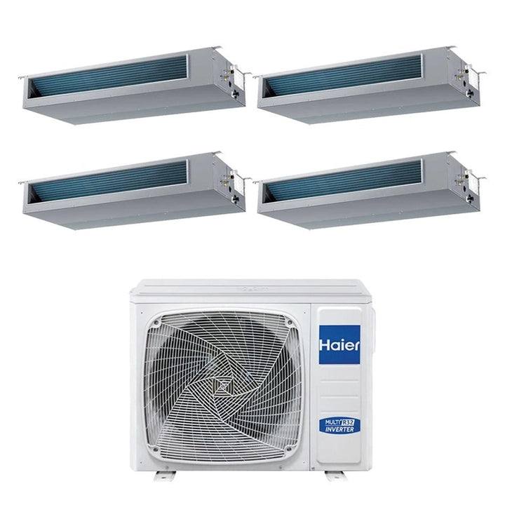 Haier 4-fach-Split-Klimagerät Kanalgerät mittlere Pressung, Inverter, WLAN – Außengerät R32 10 kW, Innengeräte 12000+12000+12000+12000 BTU 5U105S2SS5FA+AD[35|35|35|35]S2SM9FA(H)
