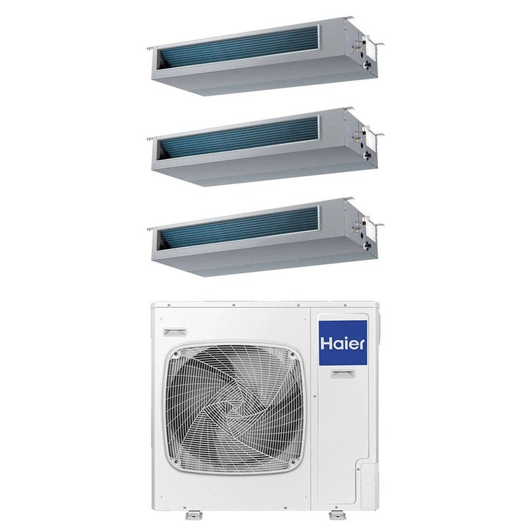 Haier 3-fach-Split-Klimagerät Kanalgerät mittlere Pressung, Inverter, WLAN – Außengerät R32 12,5 kW, Innengeräte 12000+18000+18000 BTU 5U125S2SN1FA+AD[35|50|50]S2SM9FA(H)