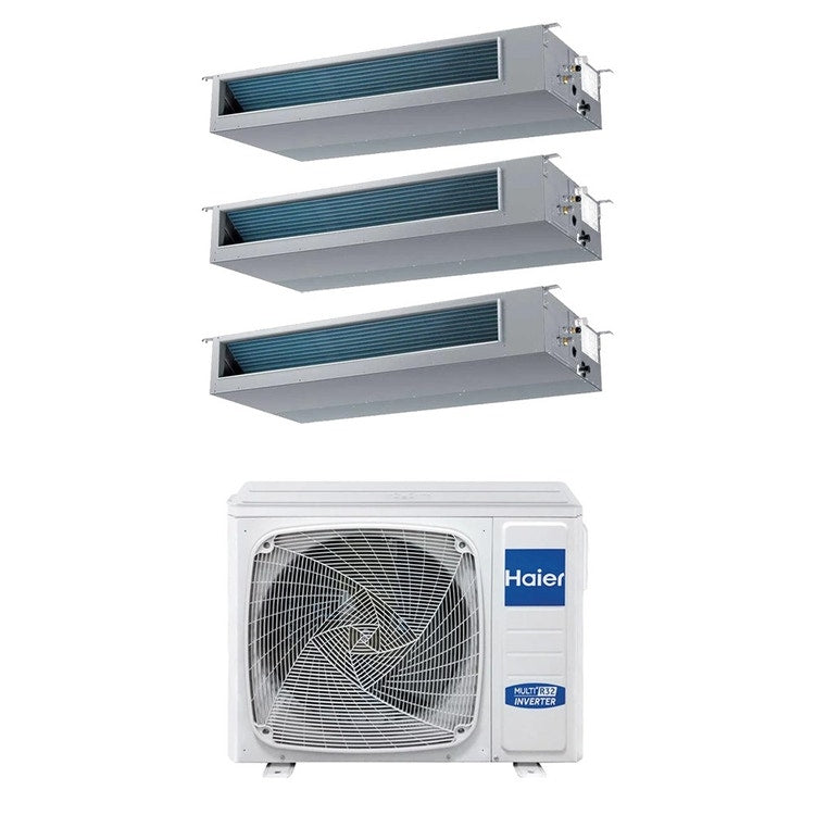 Haier 3-fach-Split-Klimagerät Kanalgerät mittlere Pressung, Inverter, WLAN – Außengerät R32 10 kW, Innengeräte 18000+18000+18000 BTU 5U105S2SS5FA+AD[50|50|50]S2SM9FA(H)