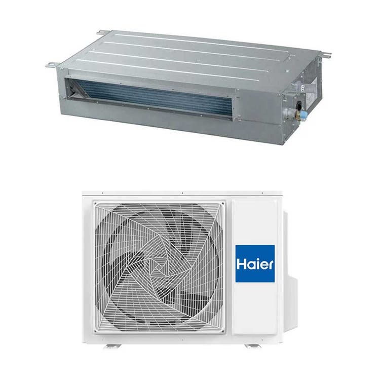 Haier Monosplit-Klimagerät Kanalgerät SLIM niedrige Pressung, Inverter, WLAN – Außengerät 5 kW, Innengerät 18000 BTU 1U50S2SJ2FA-2+AD50S2SS1FA(H)