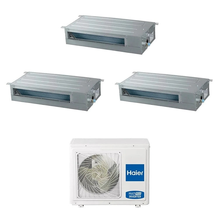 Haier 3-fach-Split-Klimagerät Kanalgerät SLIM niedrige Pressung, Inverter, WLAN – Außengerät R32 5,5 kW, Innengeräte 9000+9000+12000 BTU 3U55S2SR5FA+AD[25|25|35]S2SS1FA(H)