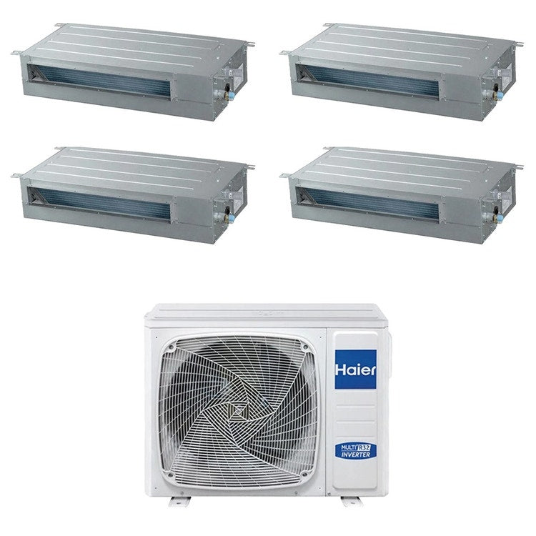 Haier 4-fach-Split-Klimagerät Kanalgerät SLIM niedrige Pressung, Inverter, WLAN – Außengerät R32 10 kW, Innengeräte 9000+9000+12000+12000 BTU 5U105S2SS5FA+AD[25|25|35|35]S2SS1FA(H)