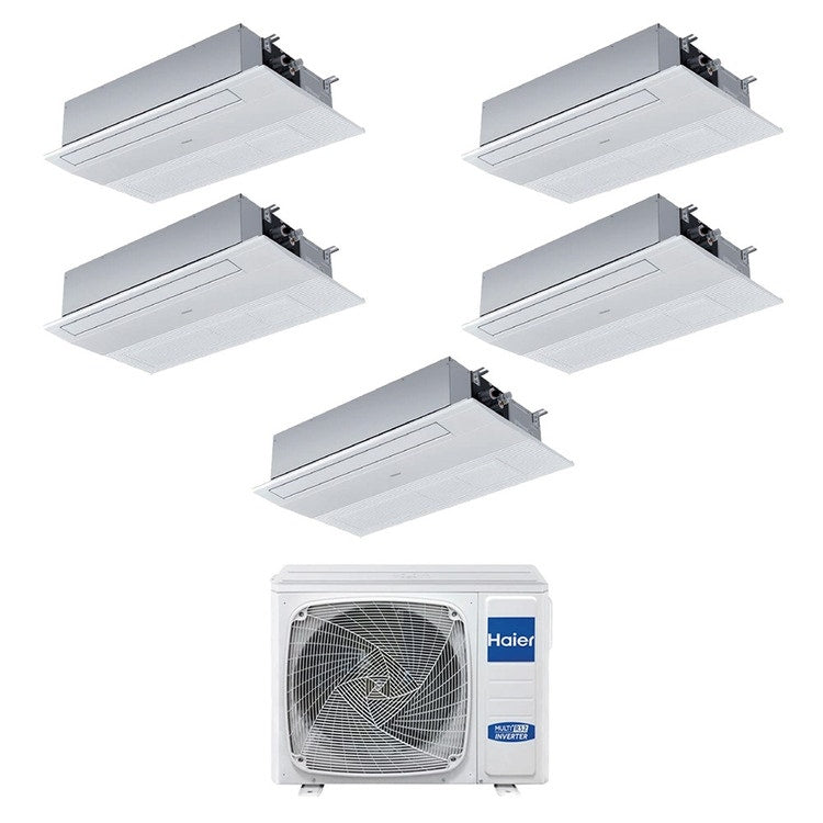 Haier 5-fach-Split-Klimagerät 1-Wege-Kassette, Inverter, WLAN – Außengerät R32 10 kW, Innengeräte 9000+9000+9000+9000+12000 BTU 5U105S2SS5FA+AB[25|25|25|25|35]S2SA1FA(H)