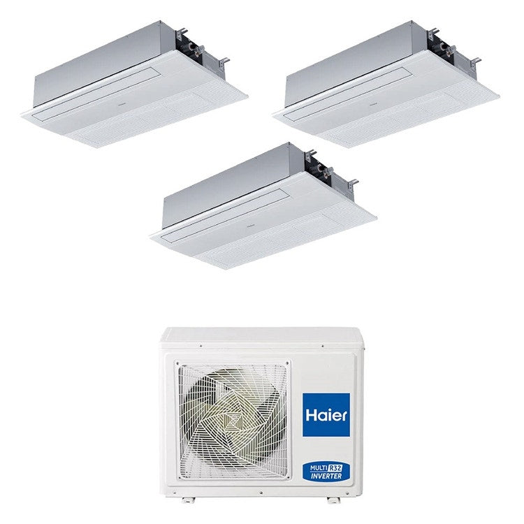 Haier 3-fach-Split-Klimagerät 1-Wege-Kassette, Inverter, WLAN – Außengerät R32 5,5 kW, Innengeräte 9000+9000+12000 BTU 3U55S2SR5FA+AB[25|25|35]S2SA1FA(H)