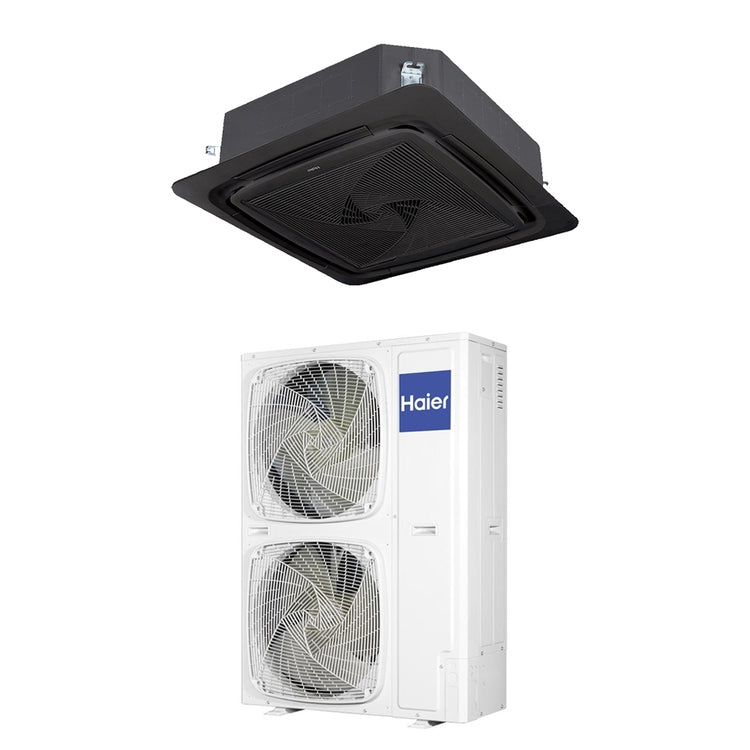 Haier Monosplit-Klimagerät Kassette ROUND FLOW, Inverter, Schwarz – Außengerät dreiphasig (doppio ventilatore) 16 kW, Innengerät 55000 BTU AB160S2SR1FA(H)-B+1U160S2SP1FB